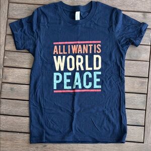 Navy Blue Kids Shirt with World Peace Print